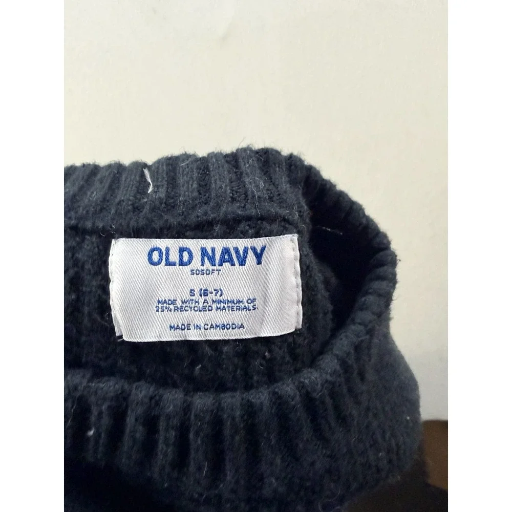Old Navy SoSoft Girls Long-Sleeve Ribbed Heart Pullover Sweater Small